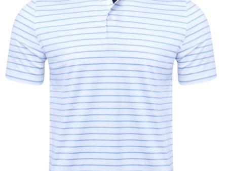 White with Blue Stripe Jersey Polo on Sale