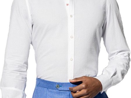 White Seersucker Sportshirt on Sale