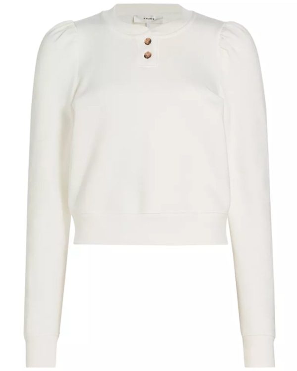 White Femme Henley Sweatshirt Online now