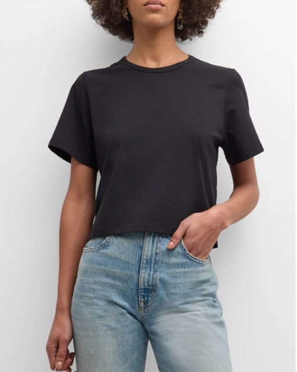 Black Julia Cropped Crewneck Tee For Discount