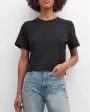 Black Julia Cropped Crewneck Tee For Discount