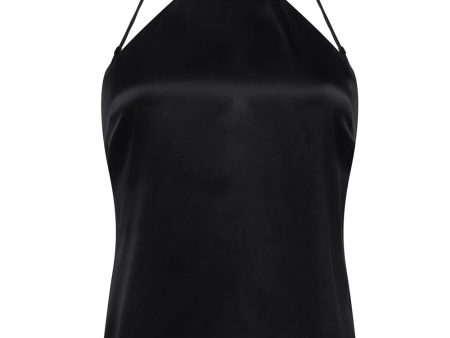 Black Rivera Drape Halter Top Online now