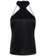 Black Rivera Drape Halter Top Online now