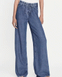 Super Drape Drawstring Wide Leg Jean in Ghost For Sale