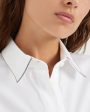 White Monili Trim Collar Button Up Shirt Online