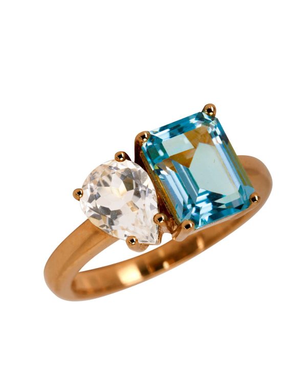 Blue and White Topaz Ring Fashion