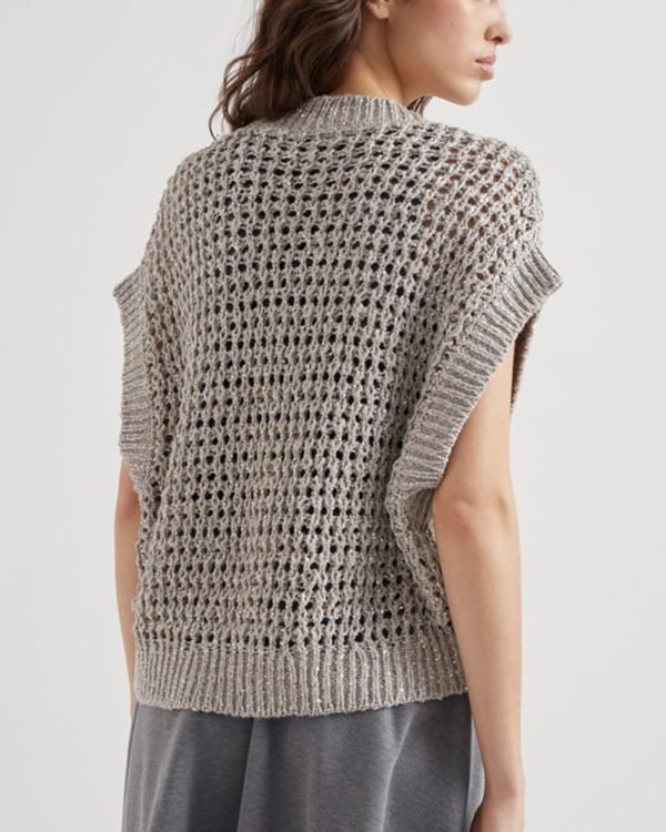 Wheat Diamond Net Knit Pullover Online Sale