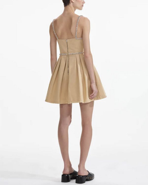 Beige Diamante Mini Dress Online