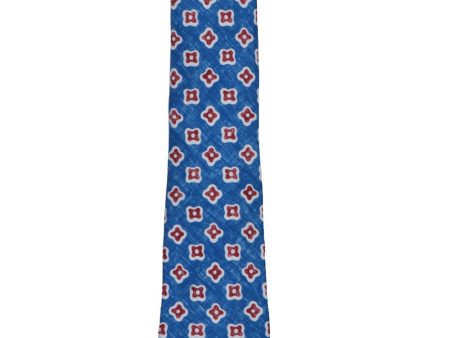 Blue and Maroon Abstract Floral Tie For Cheap