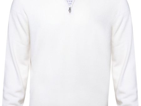 White Cashmere Quarter Zip Sweater For Sale