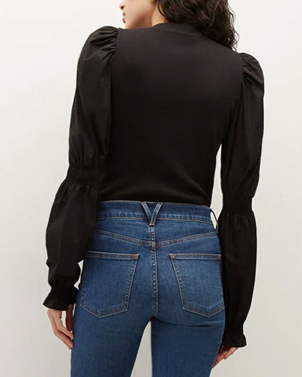 Black Effy Puff Sleeve Top For Sale