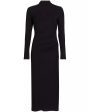 Black Ruched Turtleneck Dress For Sale