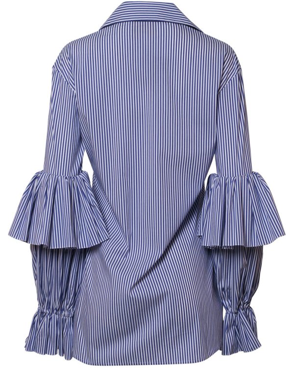 Blue and White Stripe Ila Button Down Blouse Supply