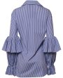 Blue and White Stripe Ila Button Down Blouse Supply