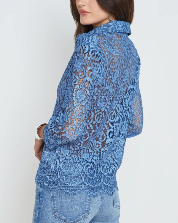 Indigo Lace Andrea Blouse Discount