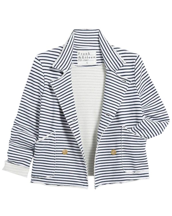 White and British Royal Navy Stripe Mini Belfast Crop Peacoat Cheap