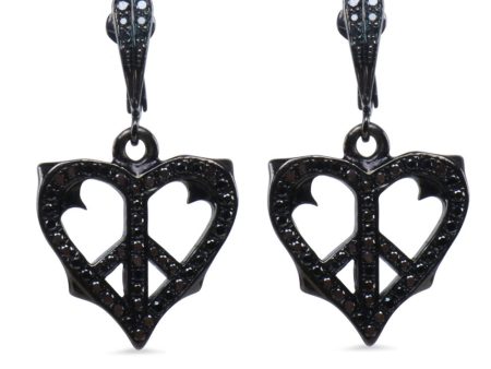 Black Diamond Peace Heart Earrings Online Hot Sale