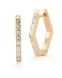 Baguette Diamond Hexagon Hoop Earrings Supply