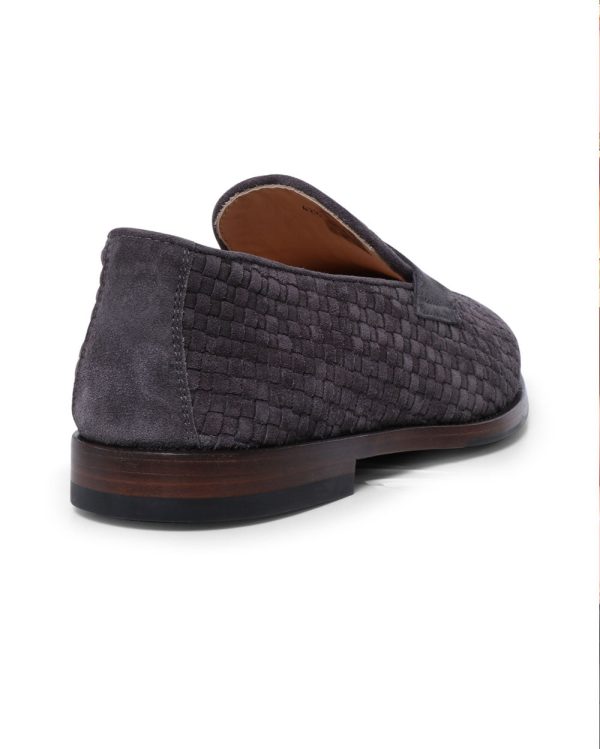 Woven Suede Penny Loafer in Seal Grey Hot on Sale