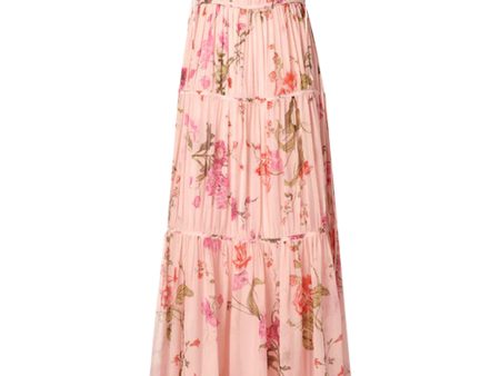 Ballet Pink Sleeveless Tiered Tie Gown Sale