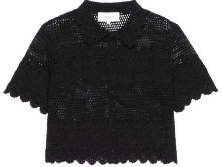 The Crochet Polo in Black For Discount