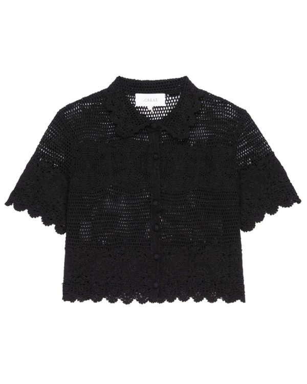 The Crochet Polo in Black For Discount