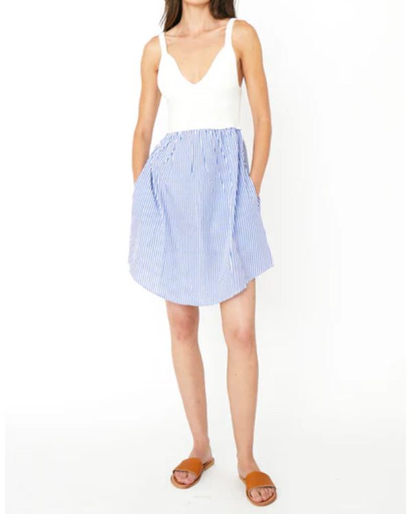 The Esmee Dress in Blue and White For Cheap