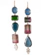 Blue Quartz and Tourmaline Earrings For Sale