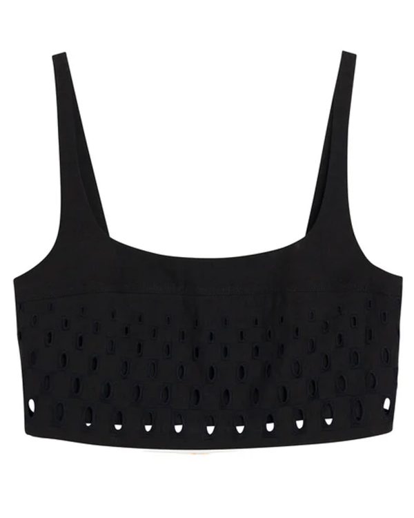 Black Eyelet Sky Top For Discount