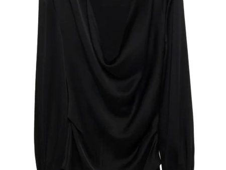 Black Long Sleeve Cowl Neck Symone Blouse Online now