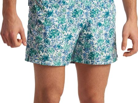 Blue and Green Floral Swim Short For Sale