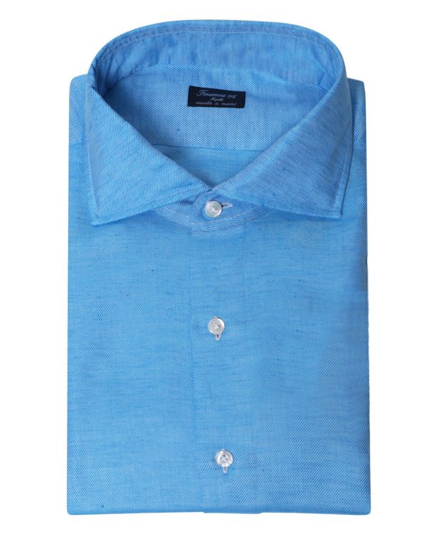 Twill Azure Blue Sportshirt Discount