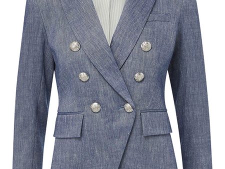 Blue Melange Linen Miller Dickey Jacket Hot on Sale