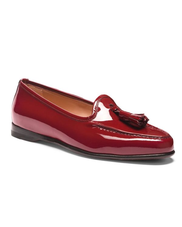 Andrea Leather Tassel Loafer in Red Hot on Sale