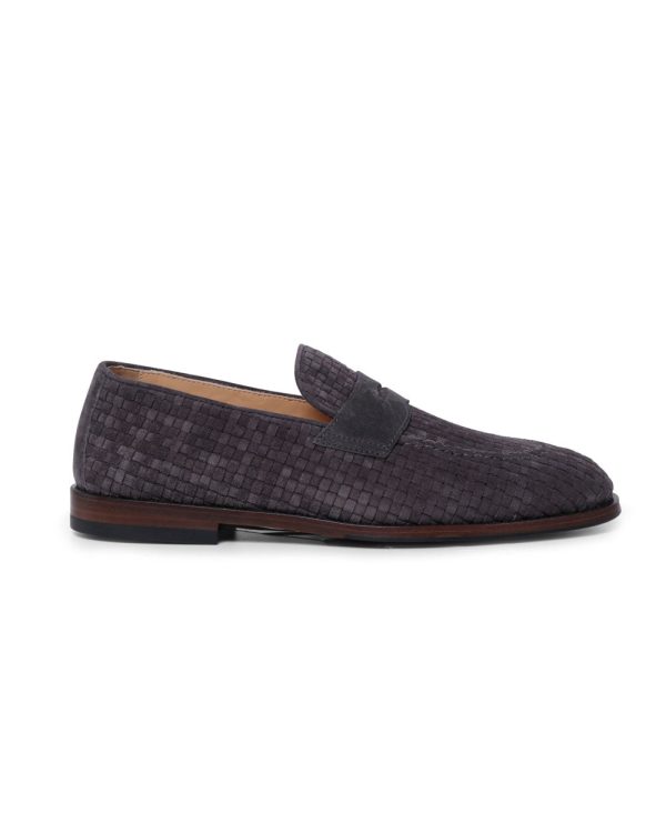 Woven Suede Penny Loafer in Seal Grey Hot on Sale