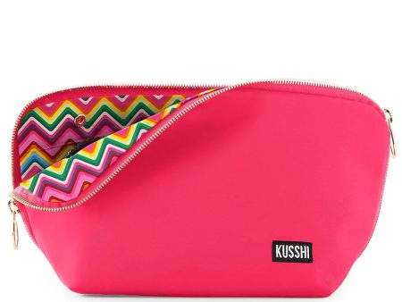 Medium Signature Makeup Bag in Pink and Chevron For Cheap