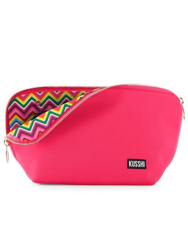 Medium Signature Makeup Bag in Pink and Chevron For Cheap