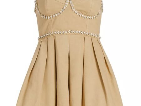 Beige Diamante Mini Dress Online