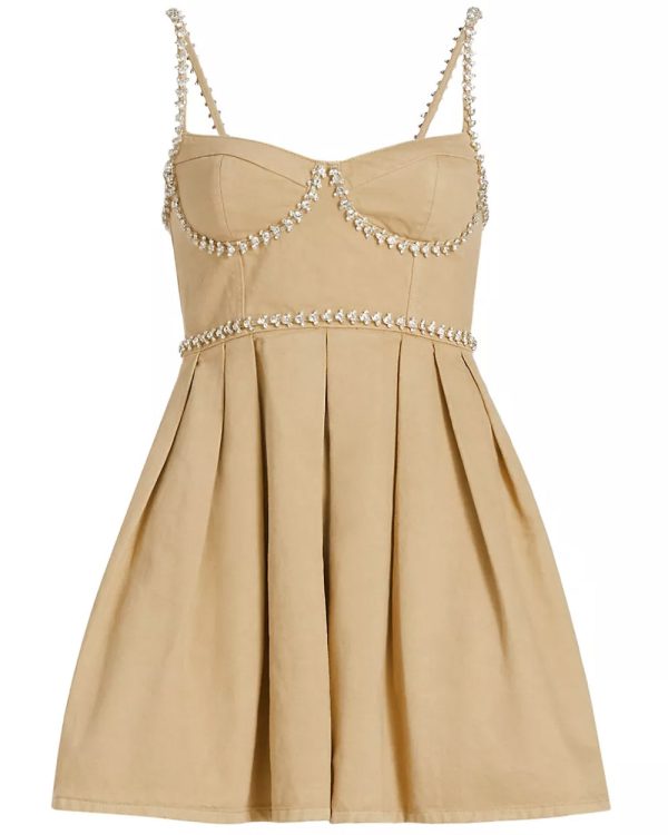 Beige Diamante Mini Dress Online