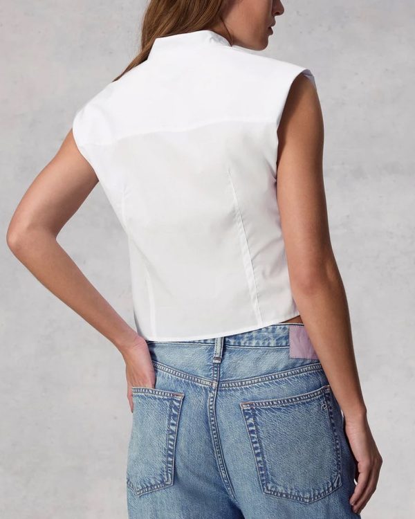 White Louisa Sleeveless Shirt Cheap