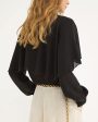 Black Long Sleeve Layered Blouse For Cheap