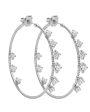 White Gold and Diamond Hoop Earrings For Discount