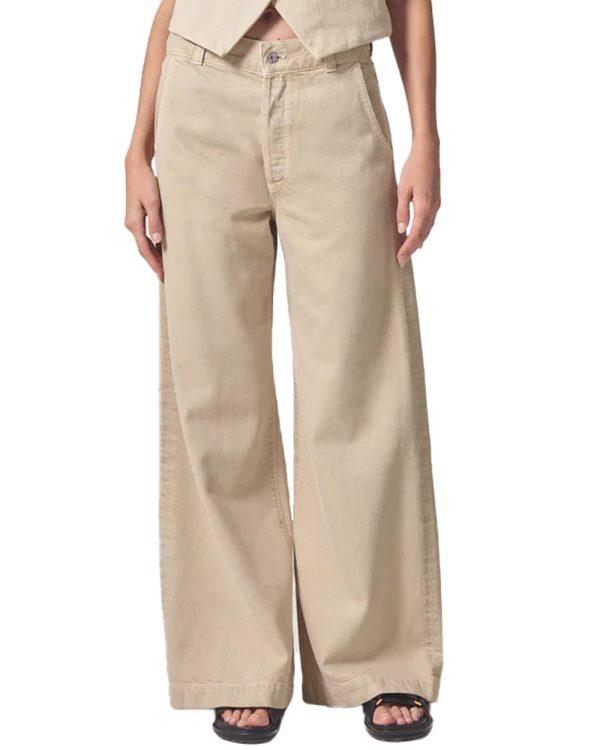 Beverly Wide Leg Trouser in Taos Sand Cheap