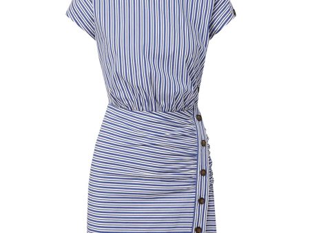 Blue and Off White Stripe Arabel Dress Hot on Sale