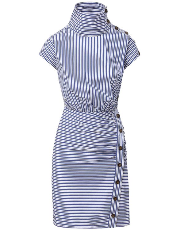 Blue and Off White Stripe Arabel Dress Hot on Sale