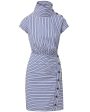 Blue and Off White Stripe Arabel Dress Hot on Sale