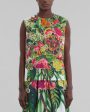 Acid Green Mystical Bloom Print Sleeveless Top Online Sale