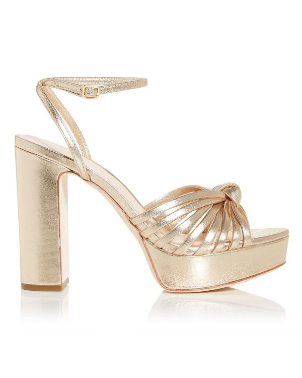 Rivka Platform High Block Heel Sandals in Champagne For Discount