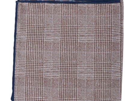 Brown and Blue Windowpane Pocket Square Fashion