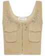 Beige Embellished Denim Cargo Top Supply